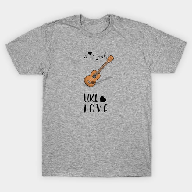 Hawaiian Mahalo Acoustic Uke Ukulele Love Notes with Heart T-Shirt by natureguided